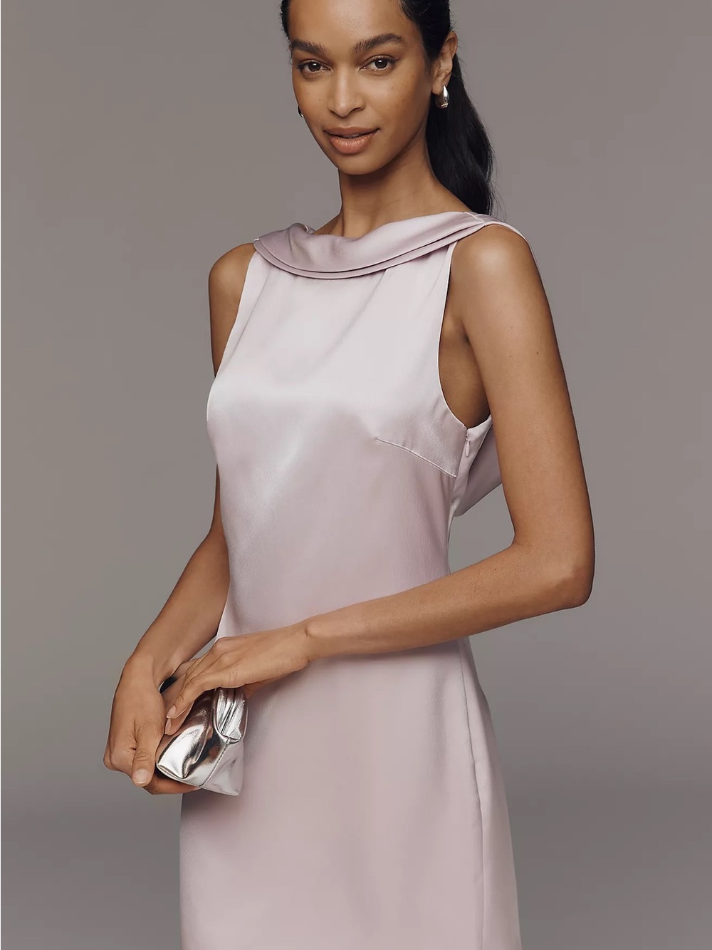Draped satin mini dress